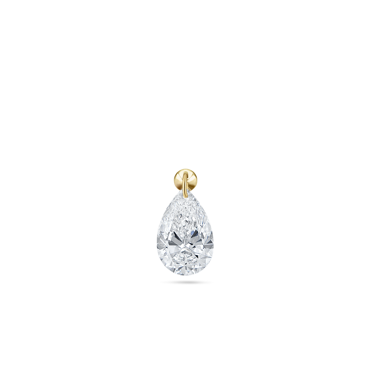 Floating Pear Diamond Charm Stud Earring