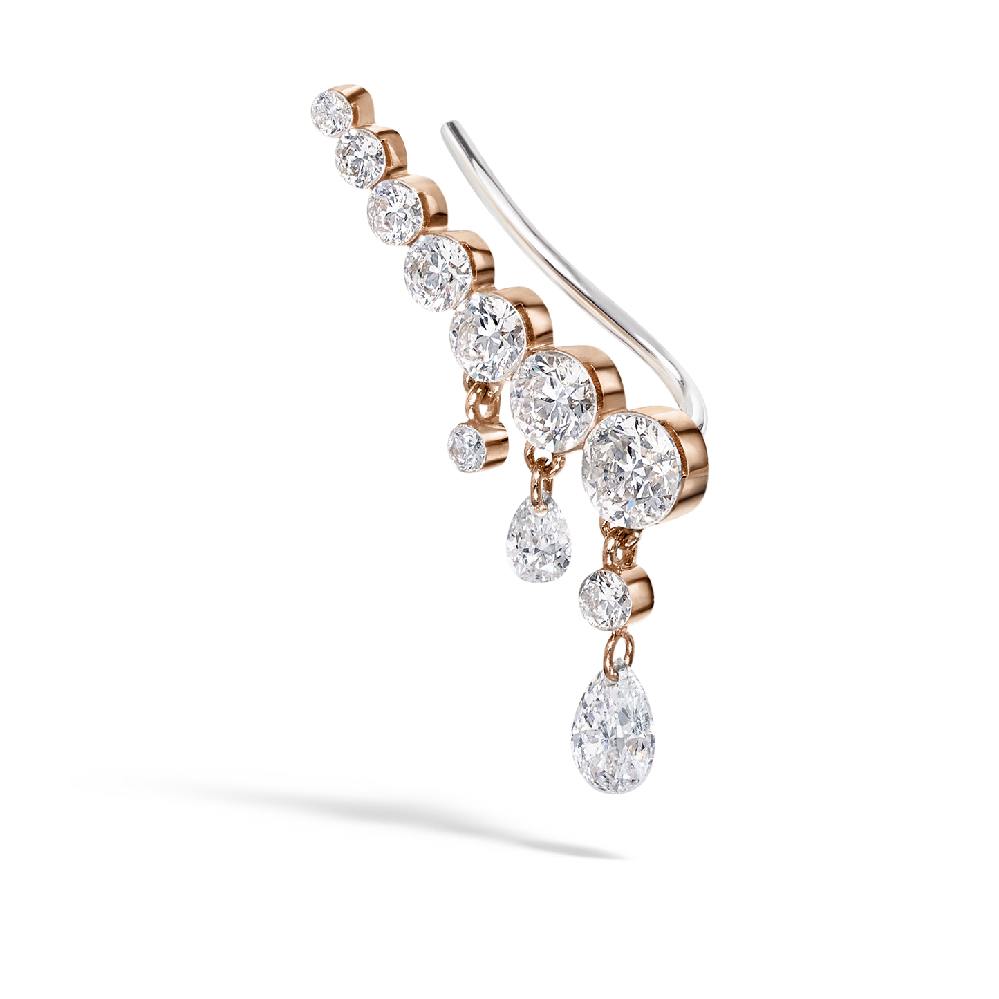18mm Curved Crescendo Bar Invisible Set Diamond Ear Climber