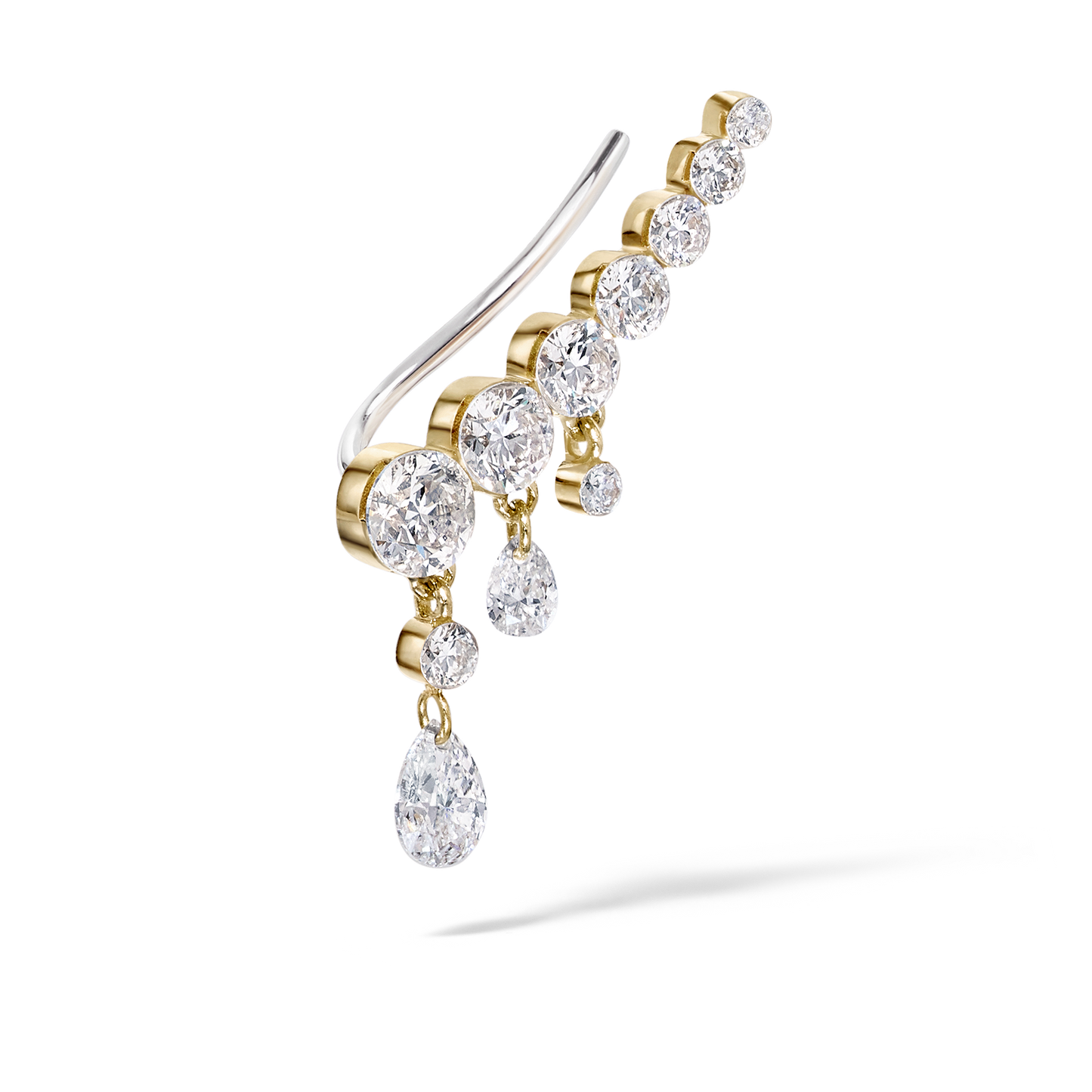 18mm Curved Crescendo Bar Invisible Set Diamond Ear Climber