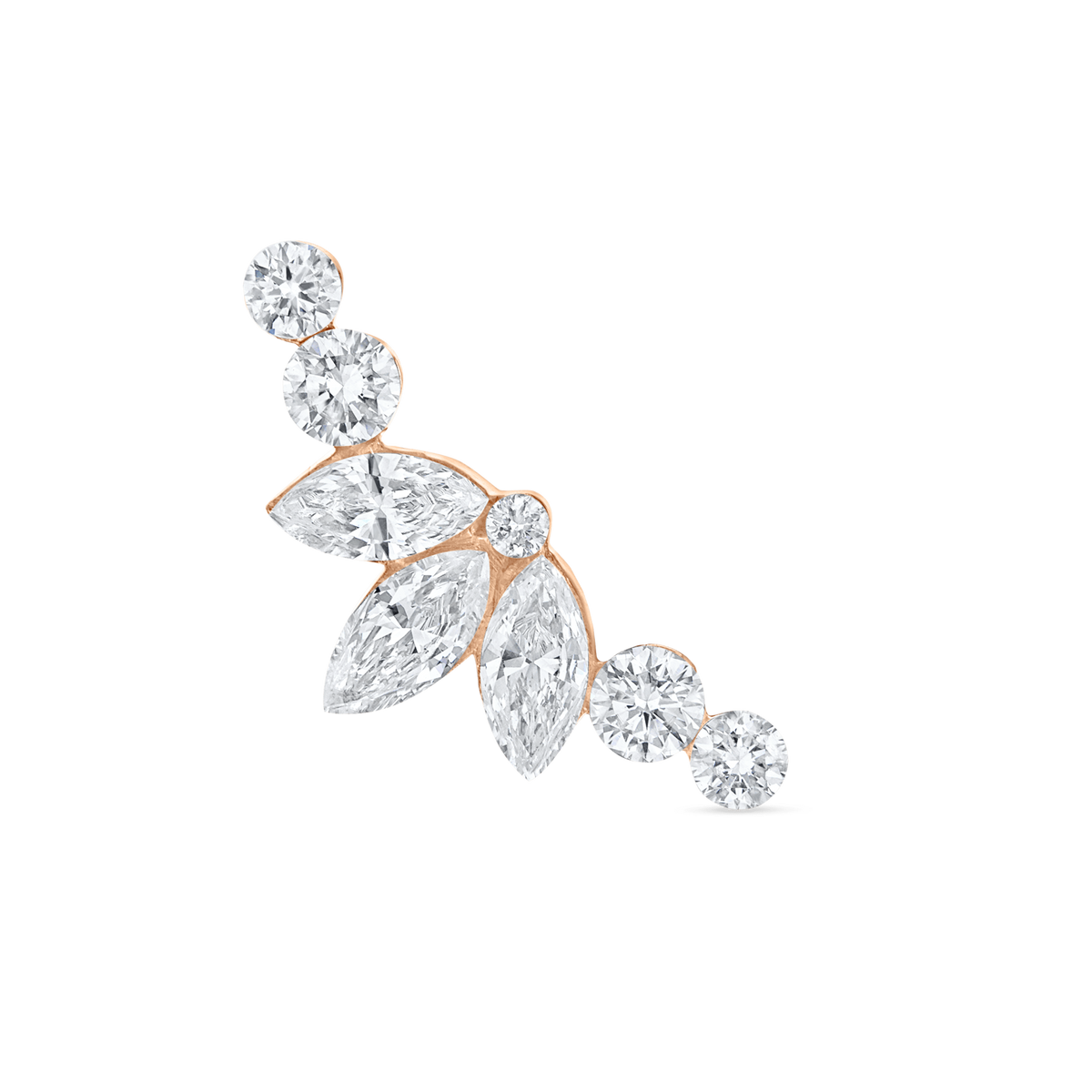 Invisible Diamond Lotus Open Garland Ear Climber