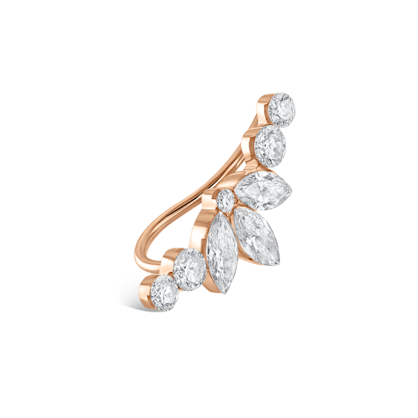 Invisible Diamond Lotus Open Garland Ear Climber