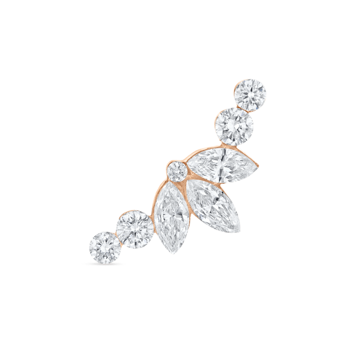 Invisible Diamond Lotus Open Garland Ear Climber