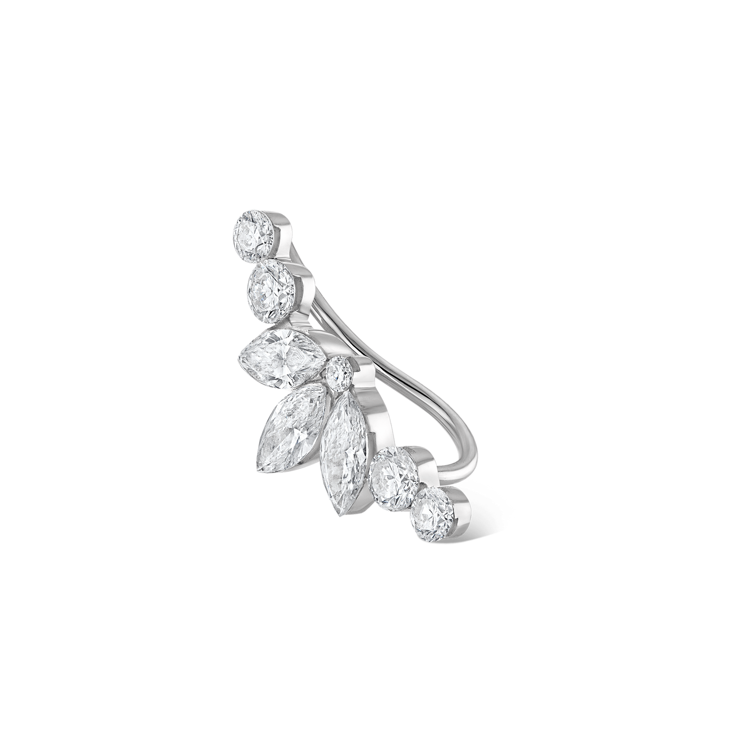 Invisible Diamond Lotus Open Garland Ear Climber