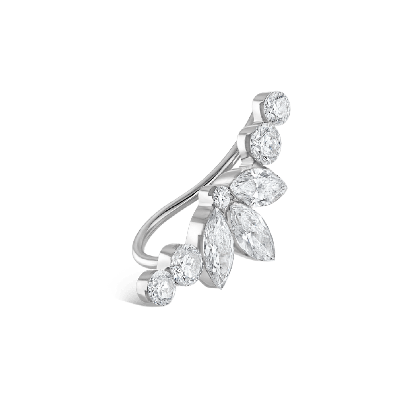 Invisible Diamond Lotus Open Garland Ear Climber