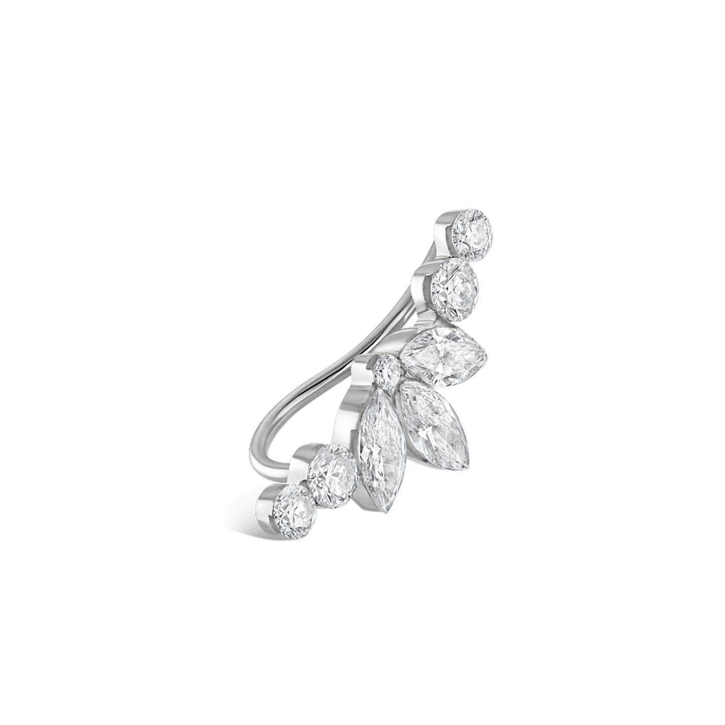 Invisible Diamond Lotus Open Garland Ear Climber