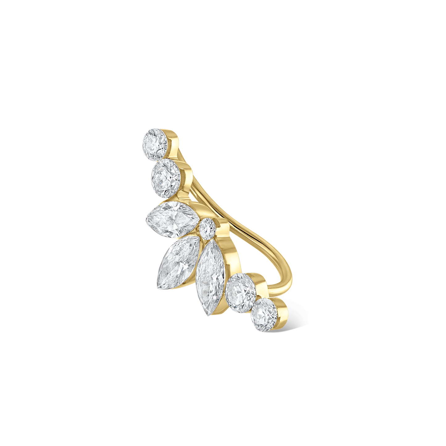 Invisible Diamond Lotus Open Garland Ear Climber