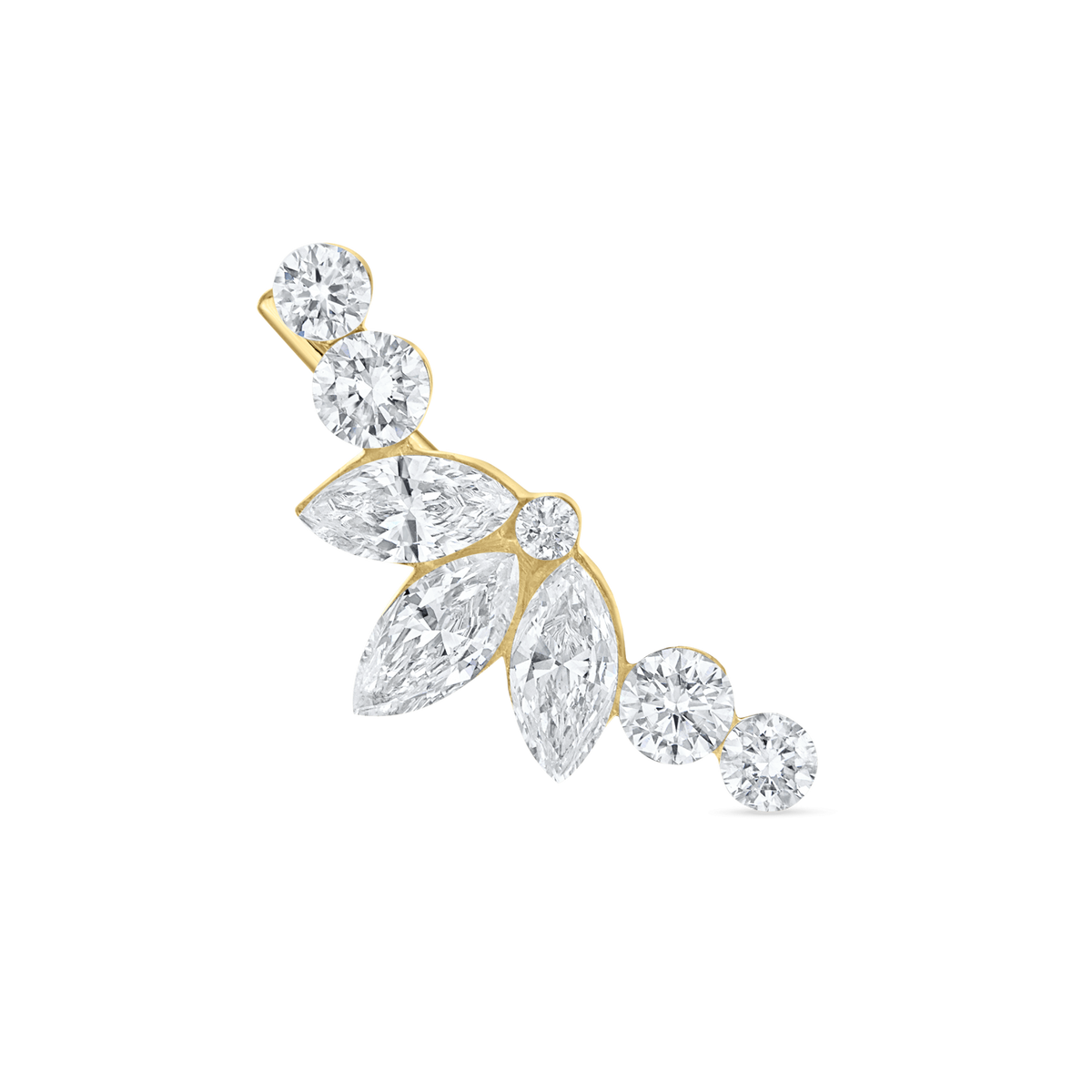 Invisible Diamond Lotus Open Garland Ear Climber
