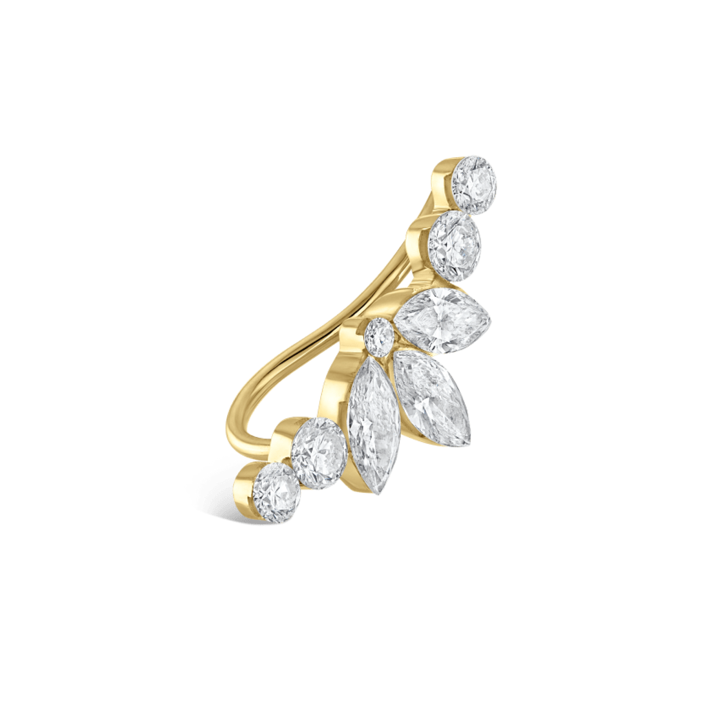 Invisible Diamond Lotus Open Garland Ear Climber