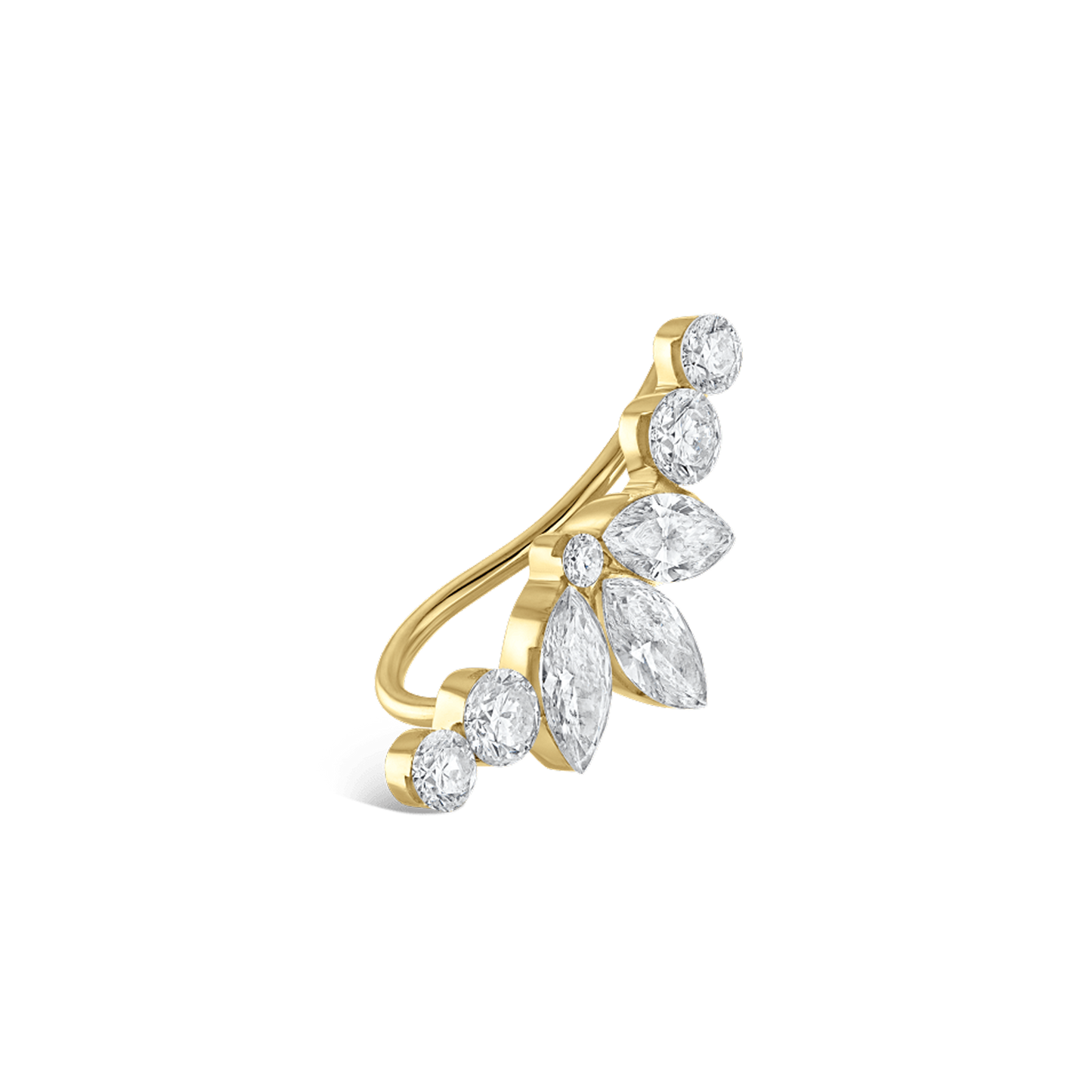 Invisible Diamond Lotus Open Garland Ear Climber