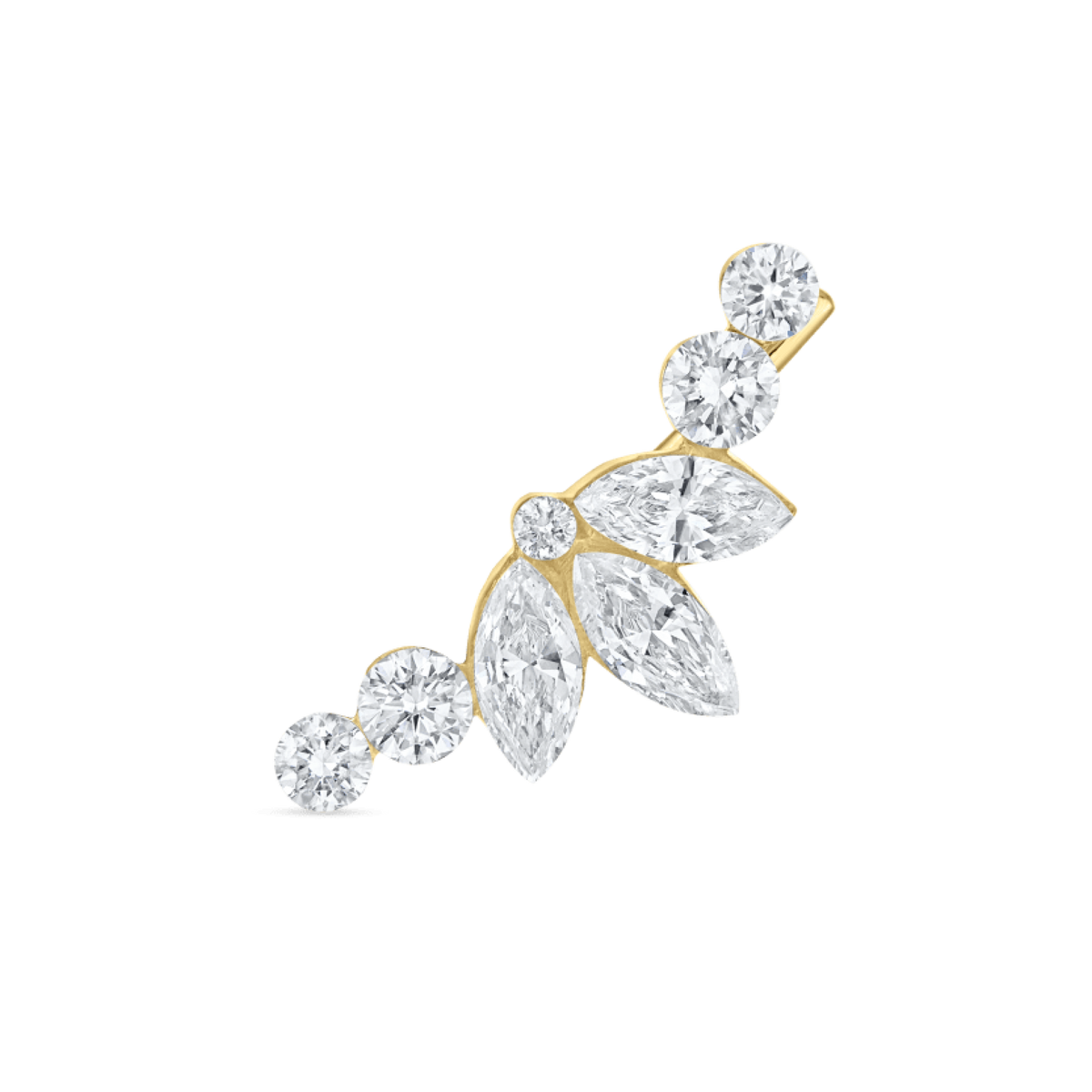 Invisible Diamond Lotus Open Garland Ear Climber