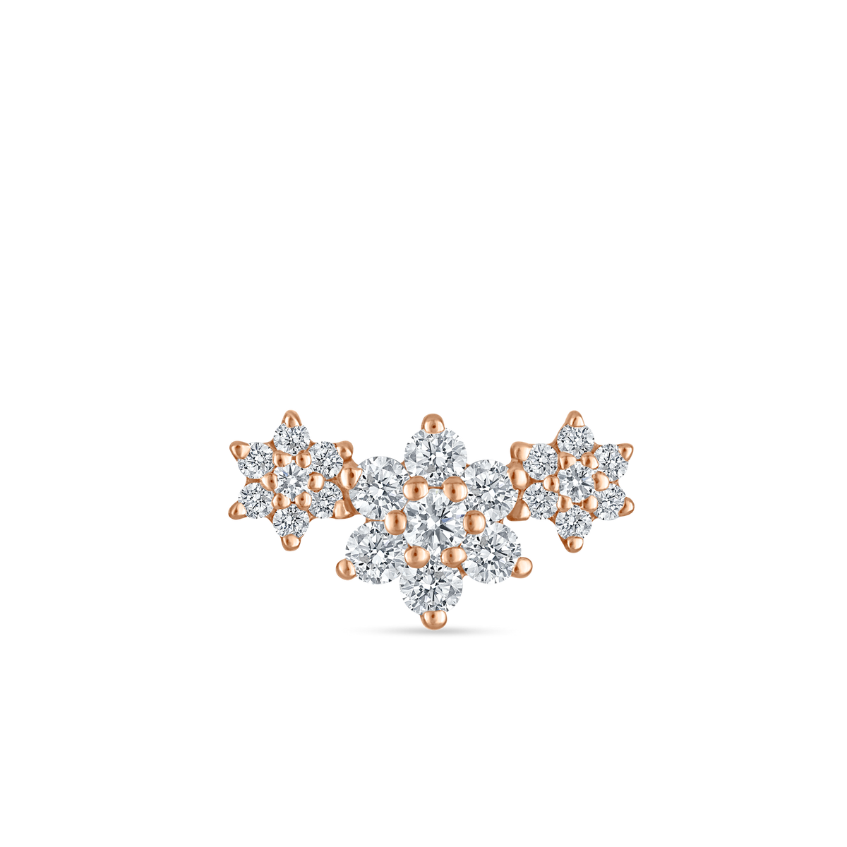 Diamond Three Flower Garland Stud Earring