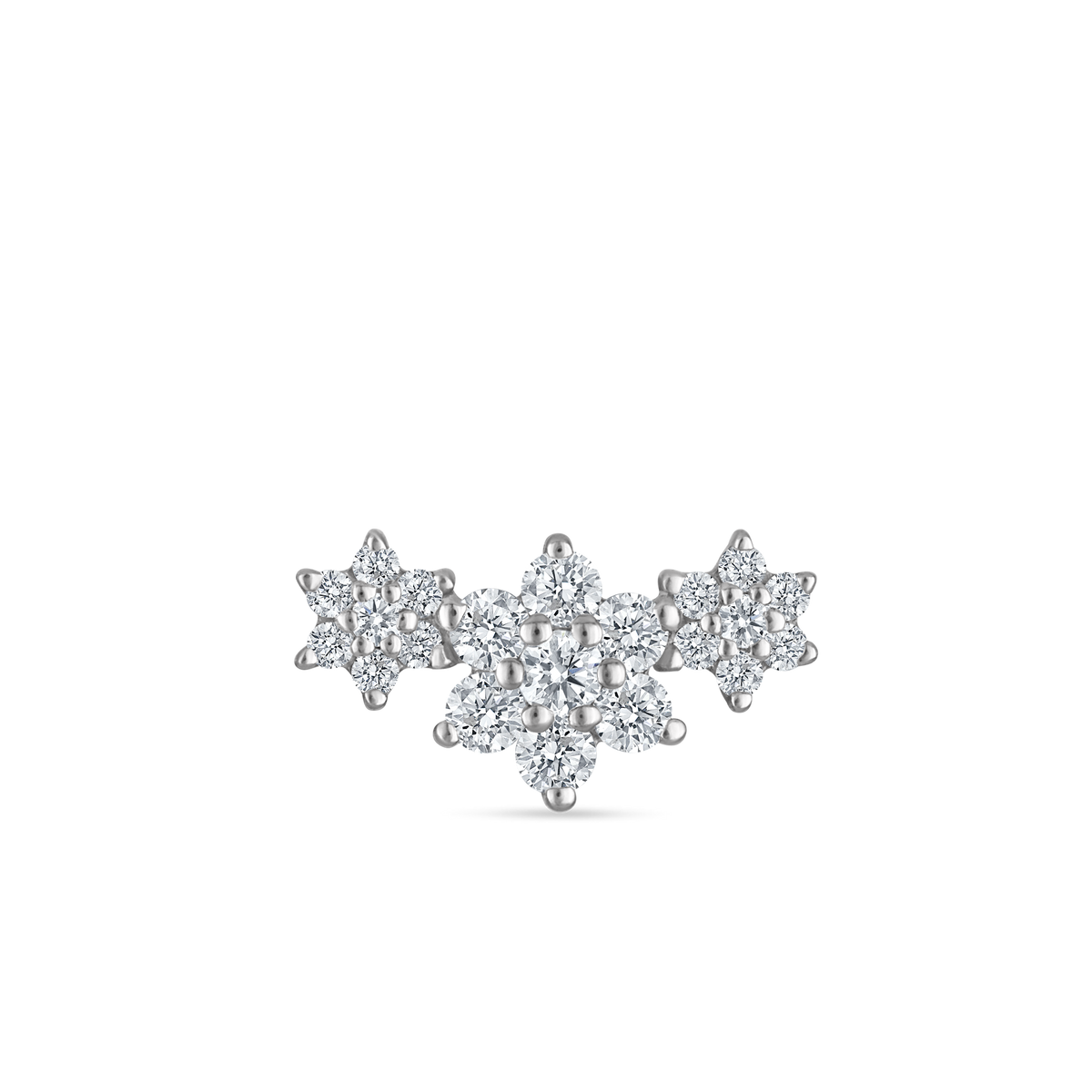 Diamond Three Flower Garland Stud Earring