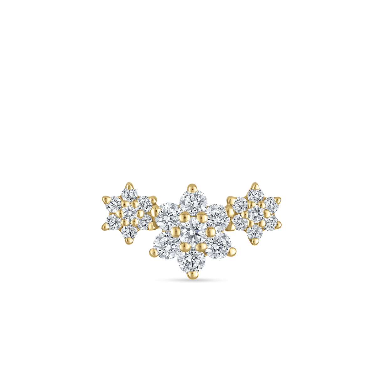 Diamond Three Flower Garland Stud Earring