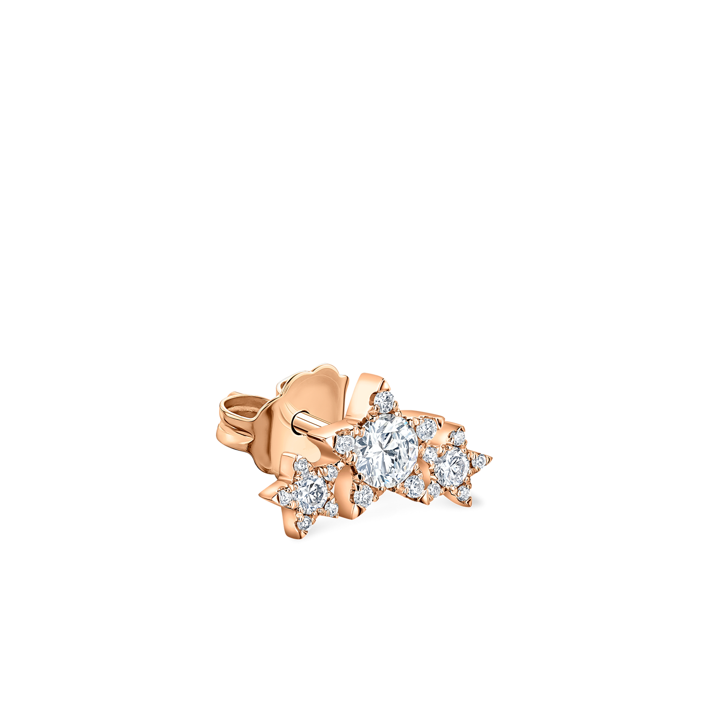 Diamond Three Star Garland Stud Earring