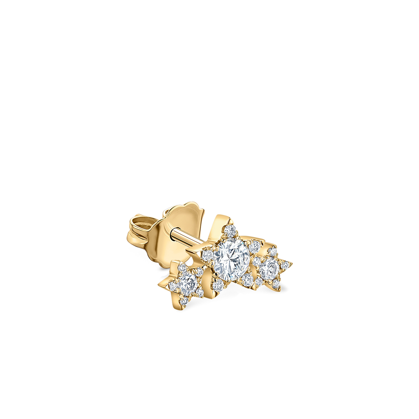 Diamond Three Star Garland Stud Earring