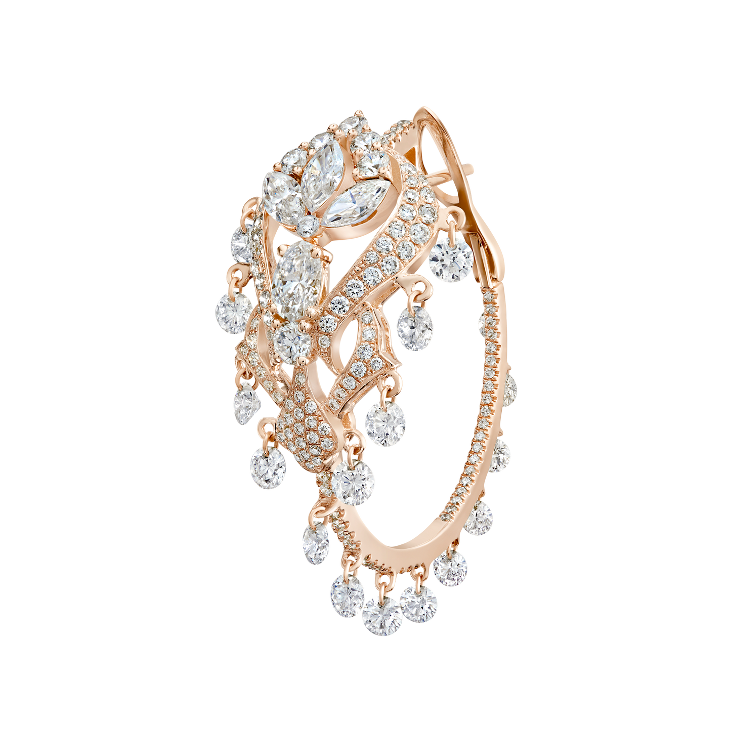 Diamond Lotus Cascade Hoop