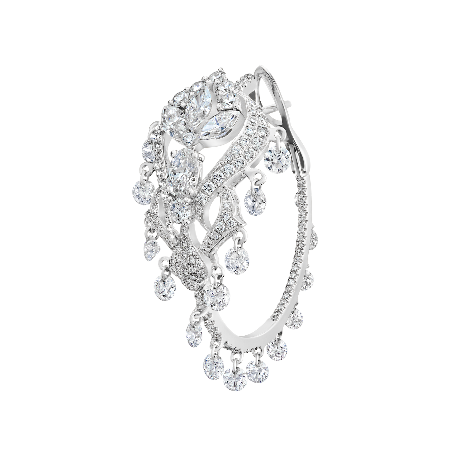 Diamond Lotus Cascade Hoop