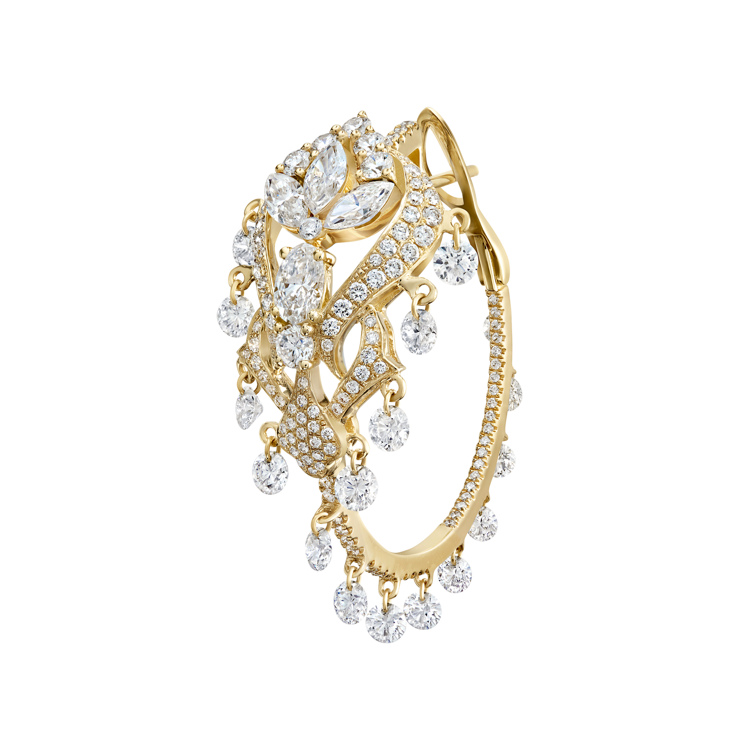 Diamond Lotus Cascade Hoop