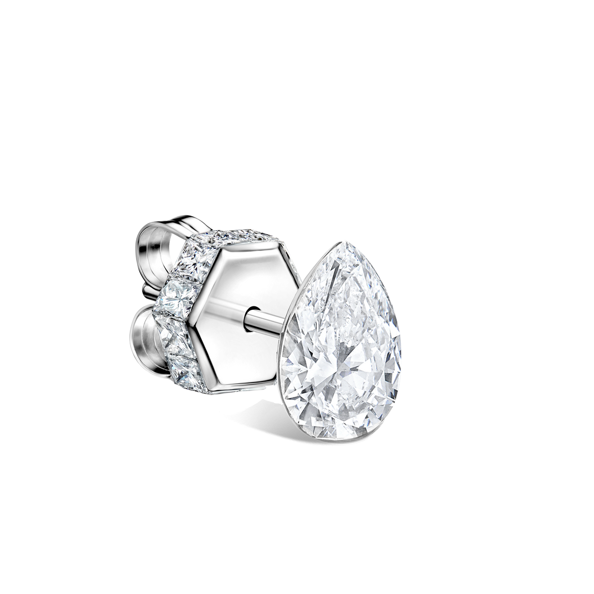 Invisible Set Diamond Pear Stud Earring