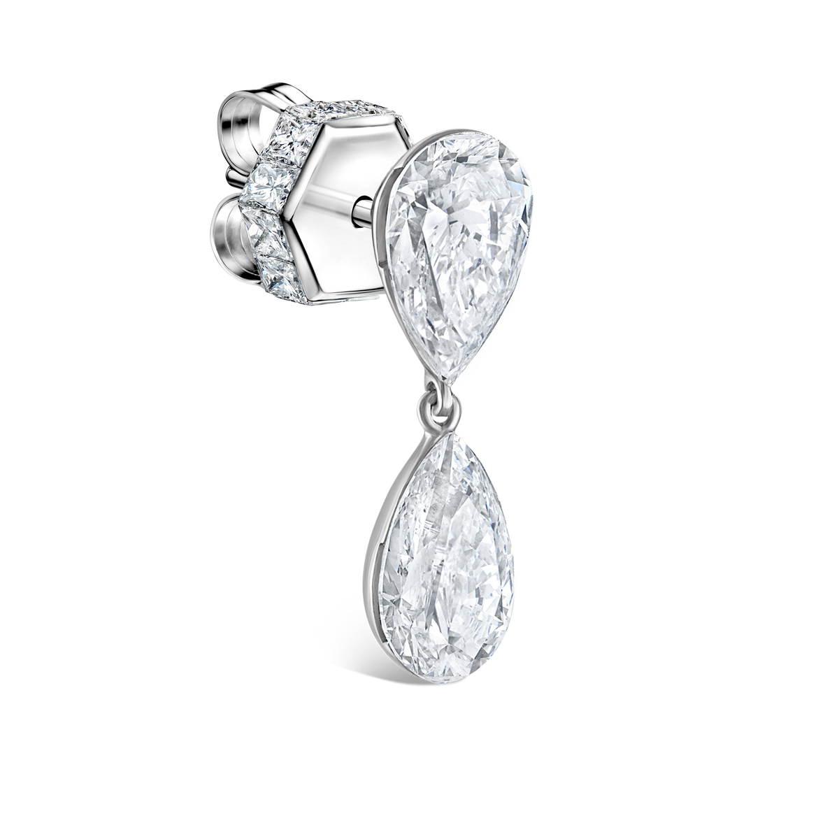 Invisible Set Diamond Pear Dangle Stud Earring