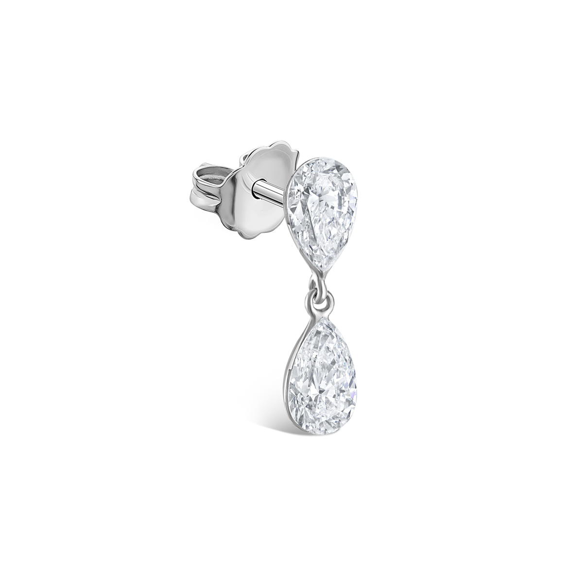 Invisible Set Diamond Pear Dangle Stud Earring
