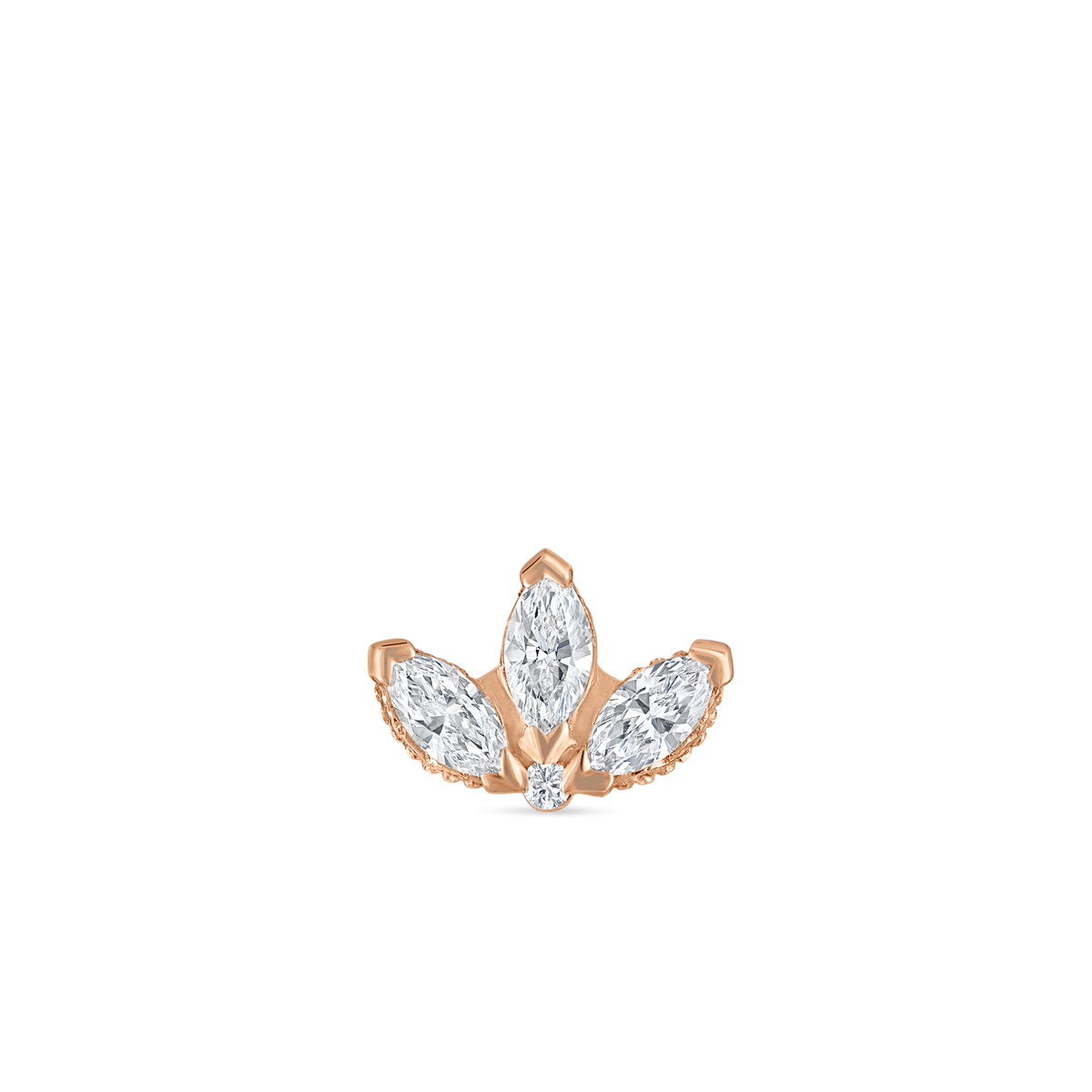 Engraved Diamond Lotus Stud Earring