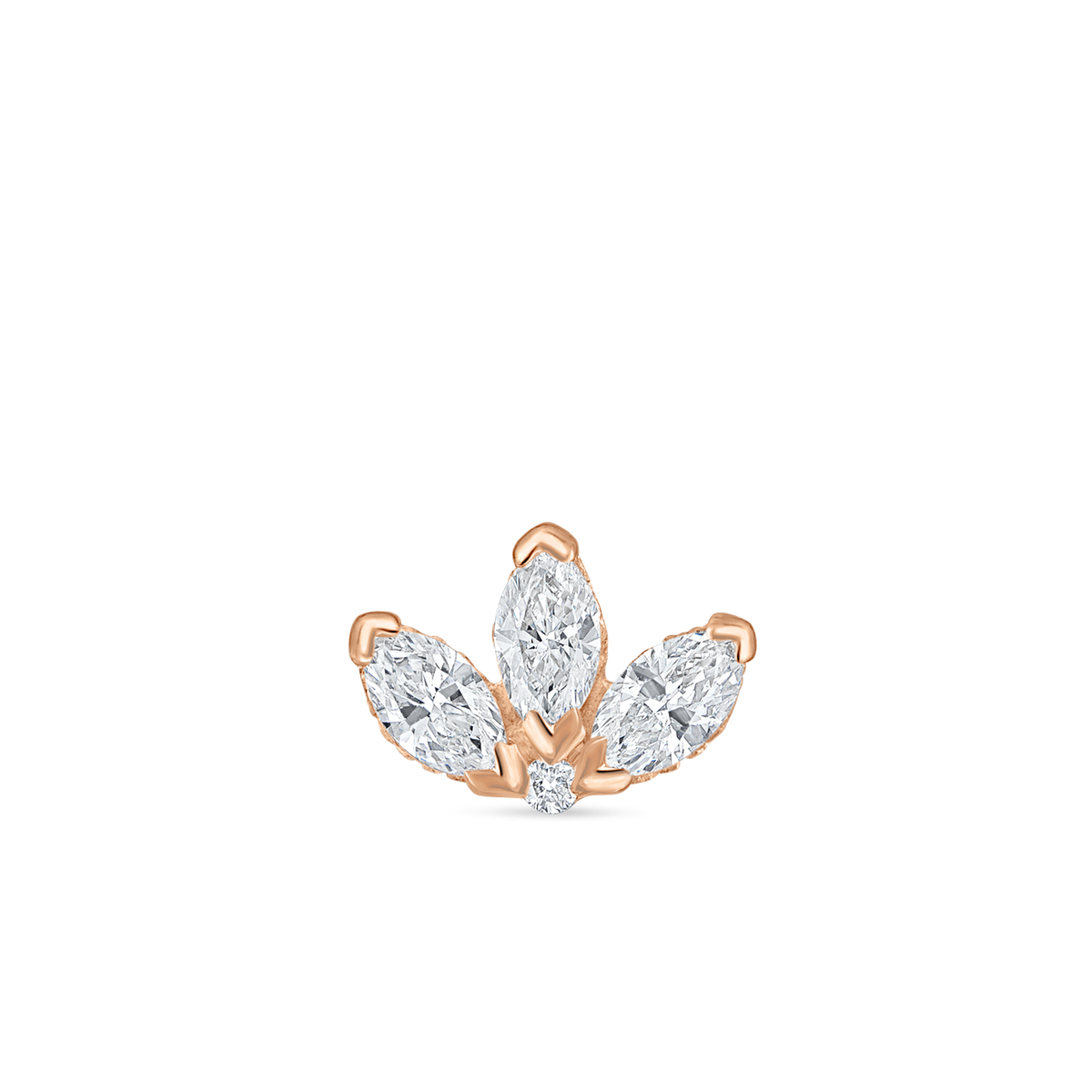 Engraved Diamond Lotus Stud Earring