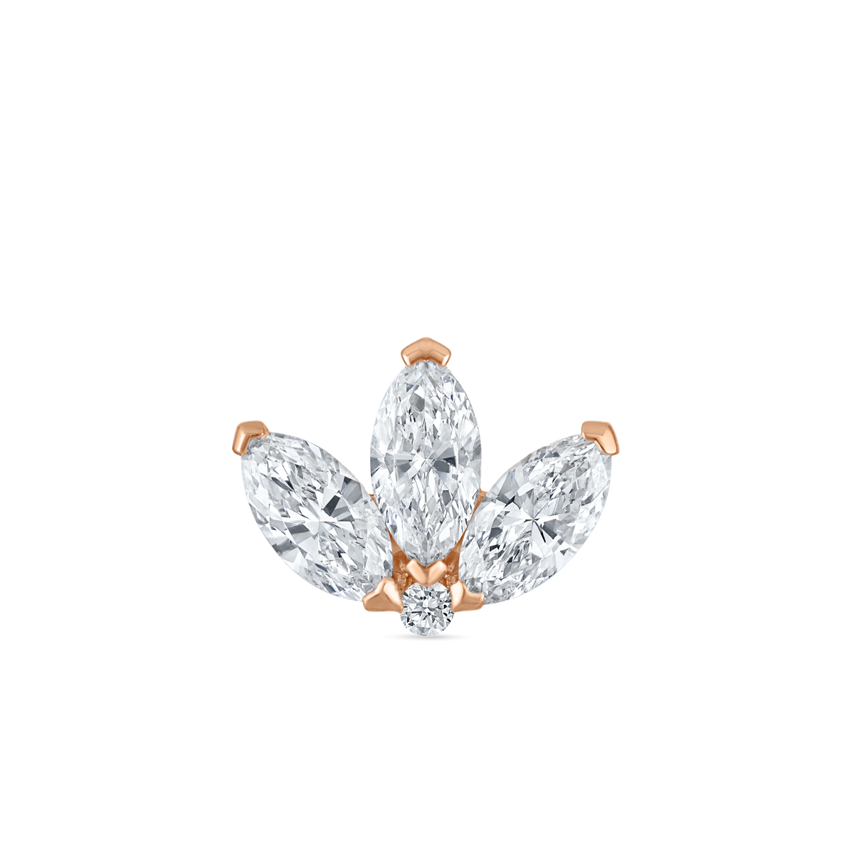 Engraved Diamond Lotus Stud Earring