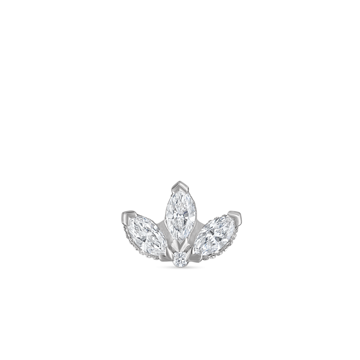 Engraved Diamond Lotus Stud Earring