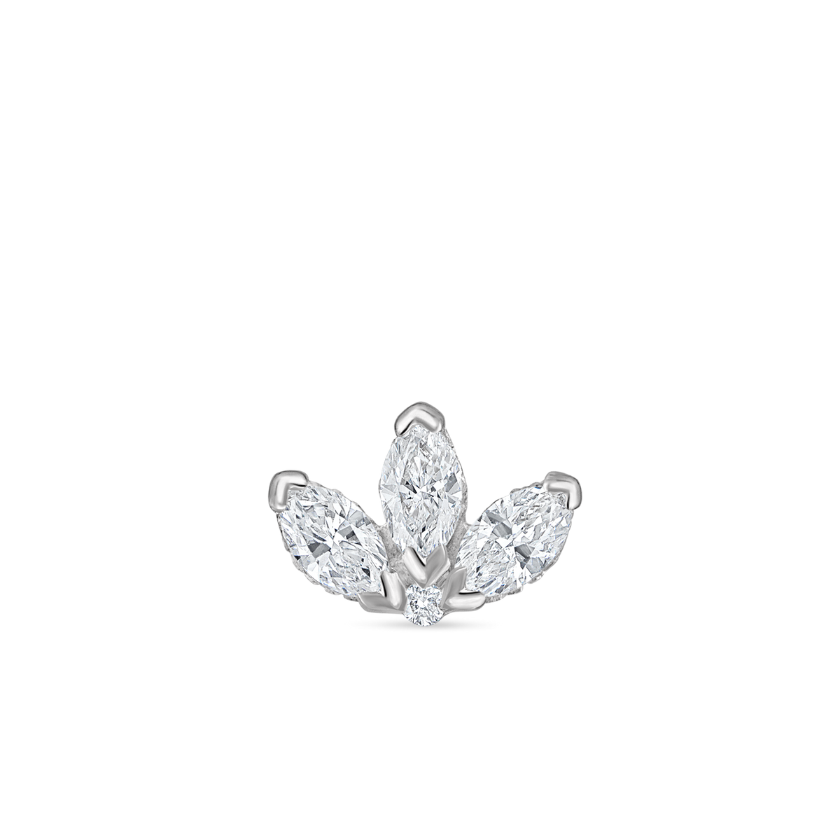 Engraved Diamond Lotus Stud Earring