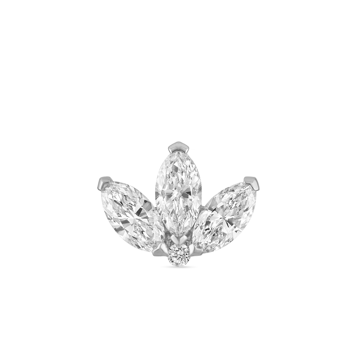 Engraved Diamond Lotus Stud Earring