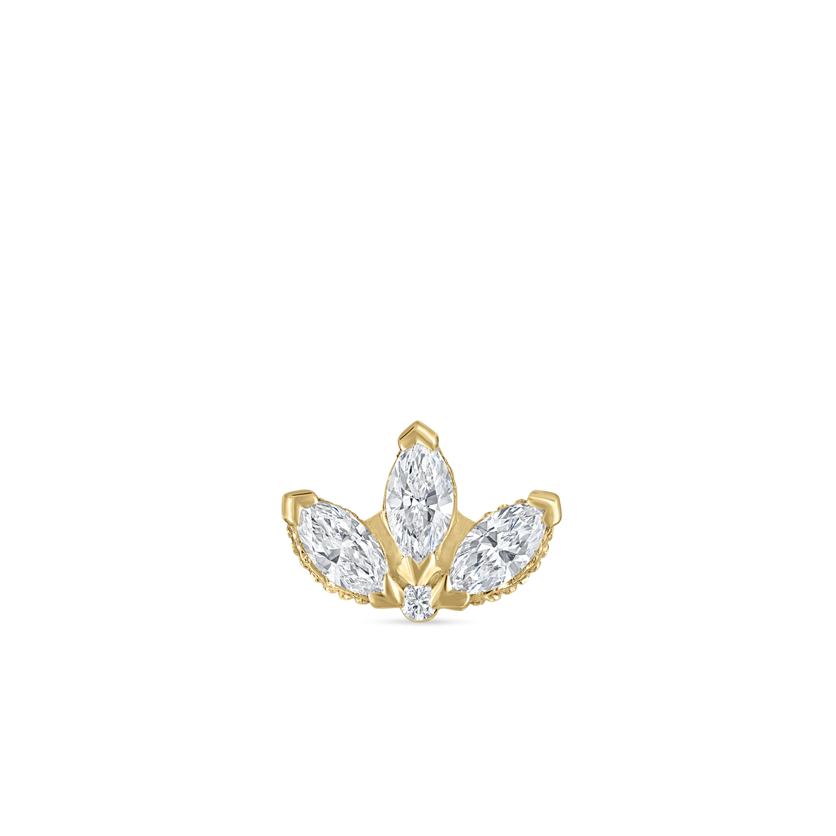 Engraved Diamond Lotus Stud Earring