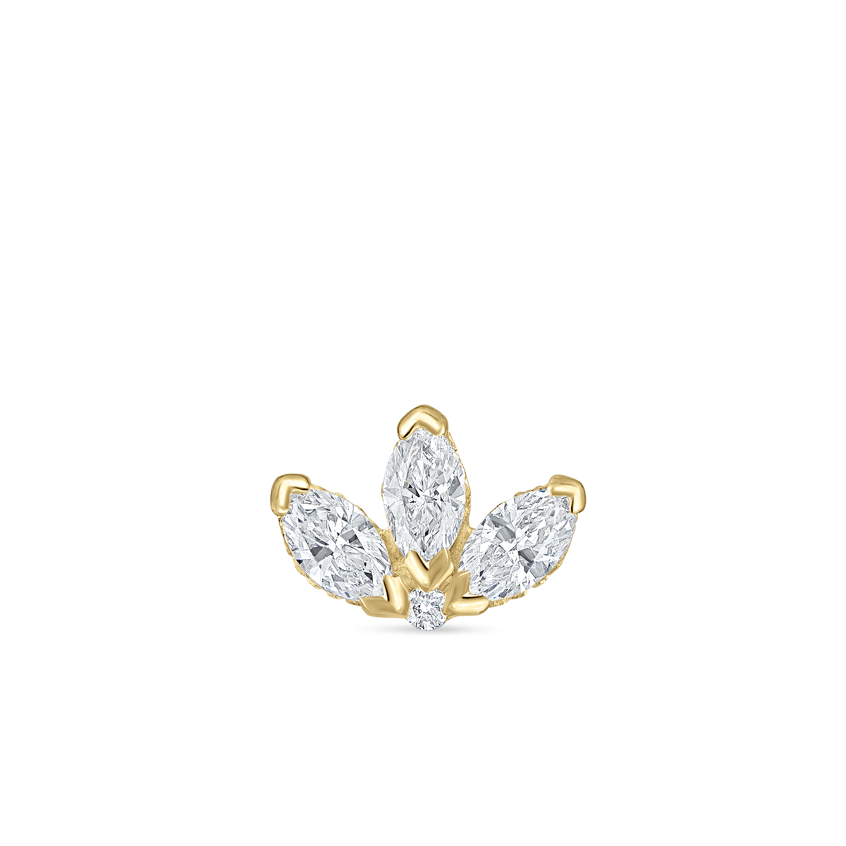 Engraved Diamond Lotus Stud Earring