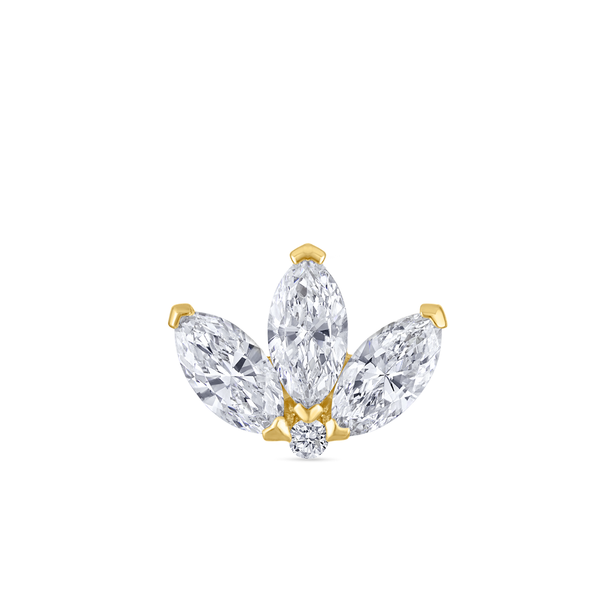Engraved Diamond Lotus Stud Earring
