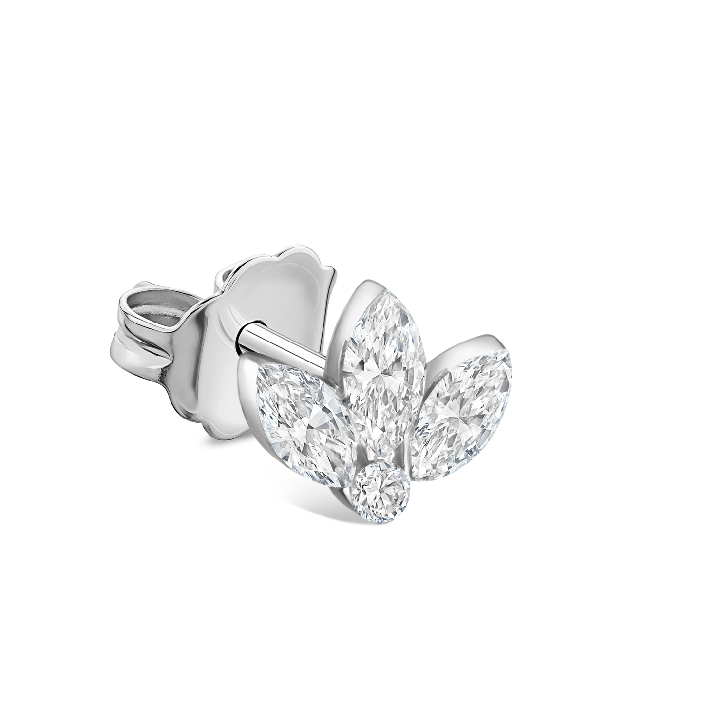 Invisible Set Diamond Lotus Stud Earring