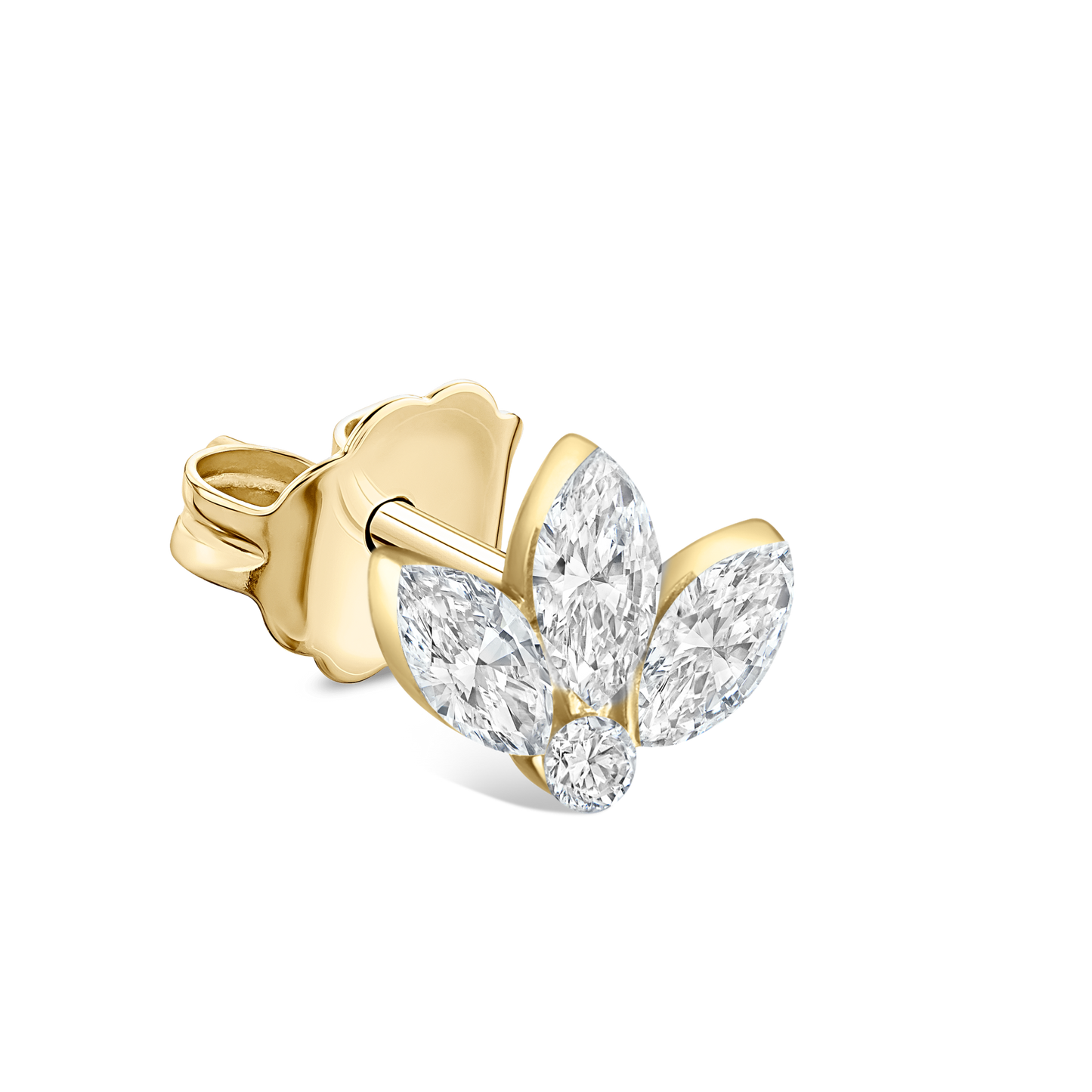 Invisible Set Diamond Lotus Stud Earring