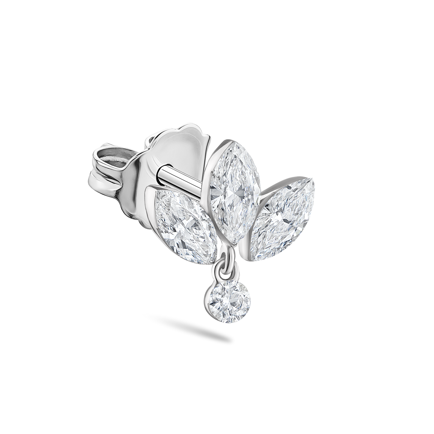 Invisible Set Diamond Lotus Dangle Stud Earring