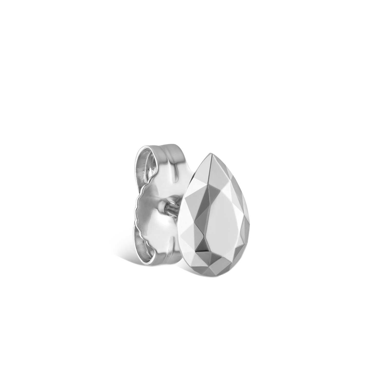 Faceted Gold Pear Stud Earring