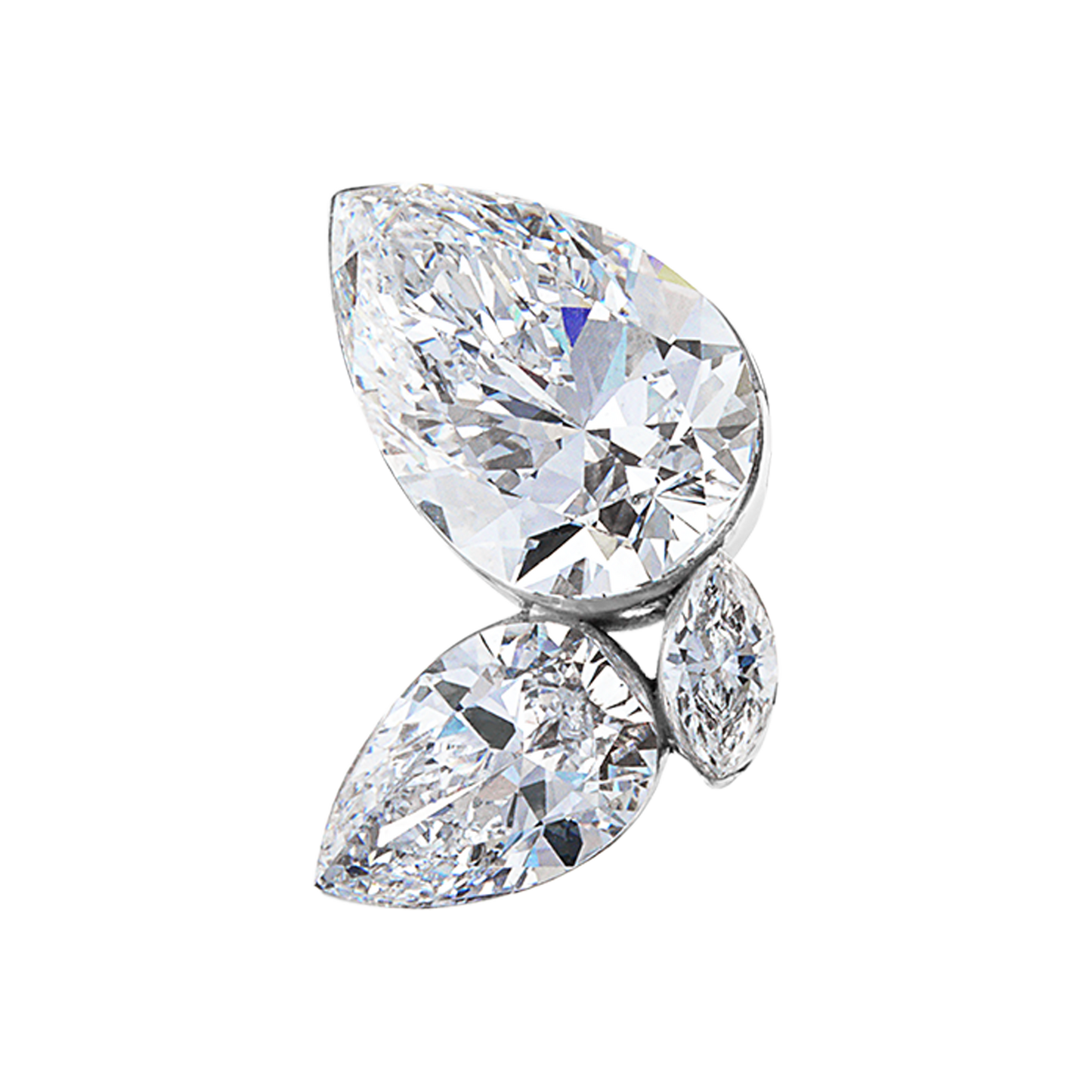 Grand Pear Diamond Echo Threaded Stud Earring