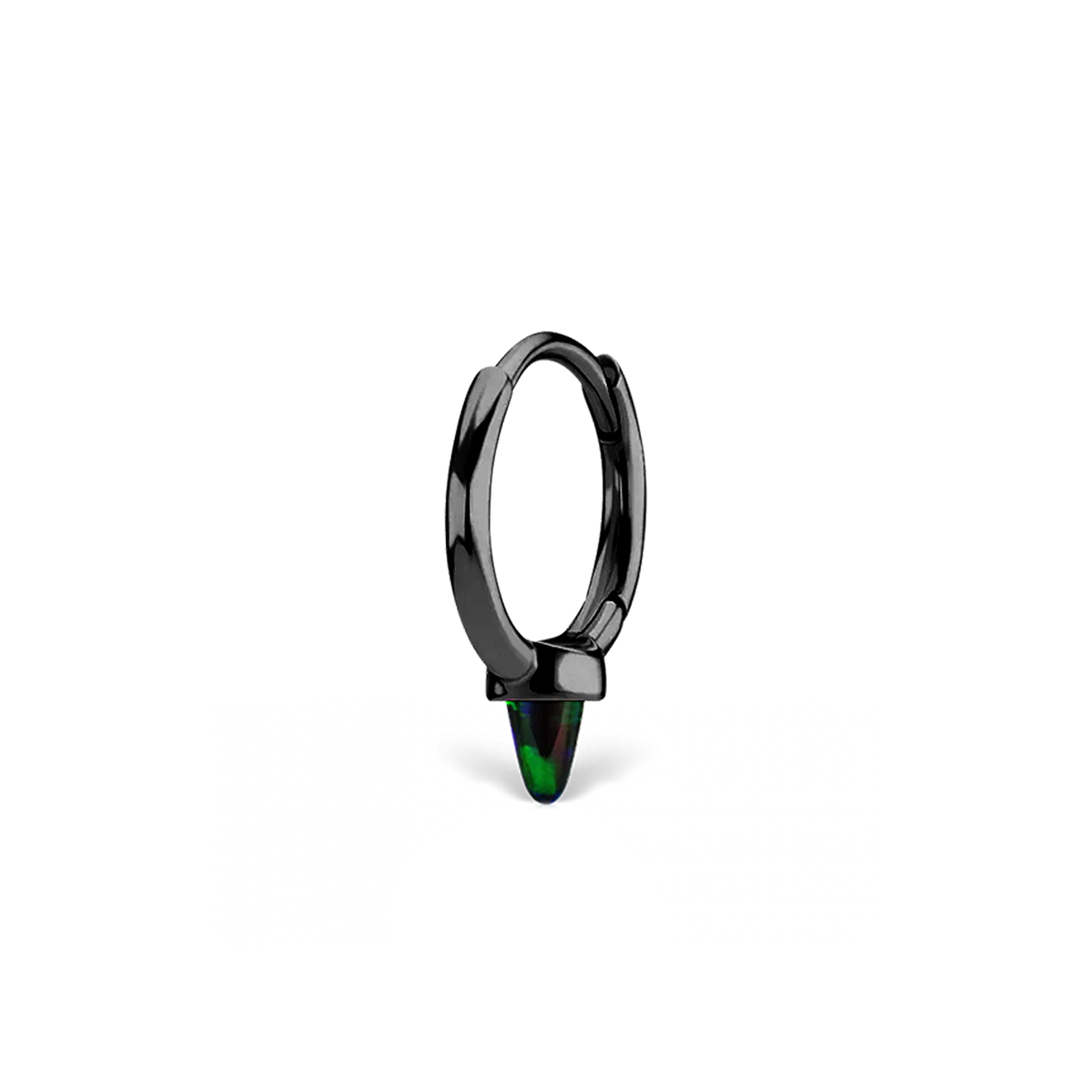 Single Short Black Opal Spike Hoop Earring (Non-Rotating)