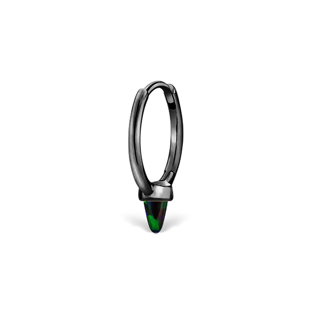 Single Short Black Opal Spike Hoop Earring (Non-Rotating)
