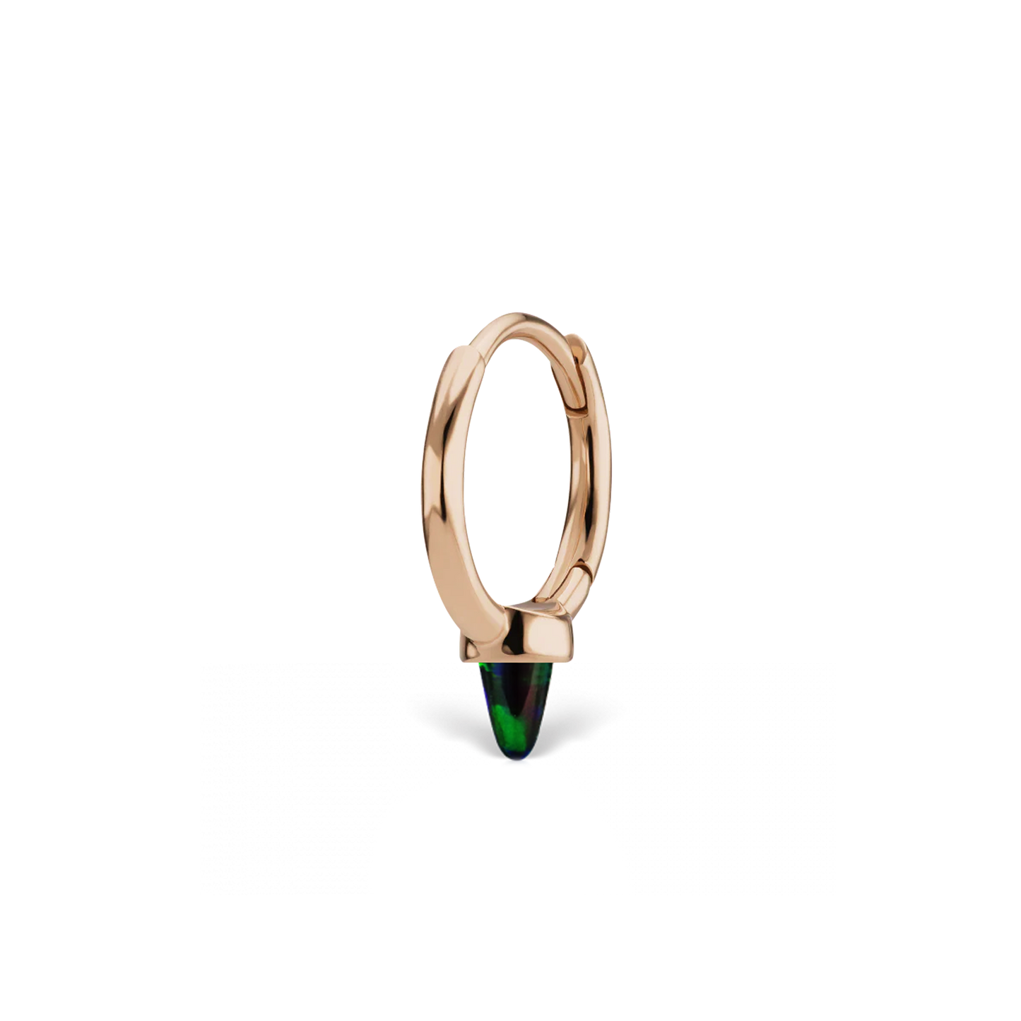 Single Short Black Opal Spike Hoop Earring (Non-Rotating)