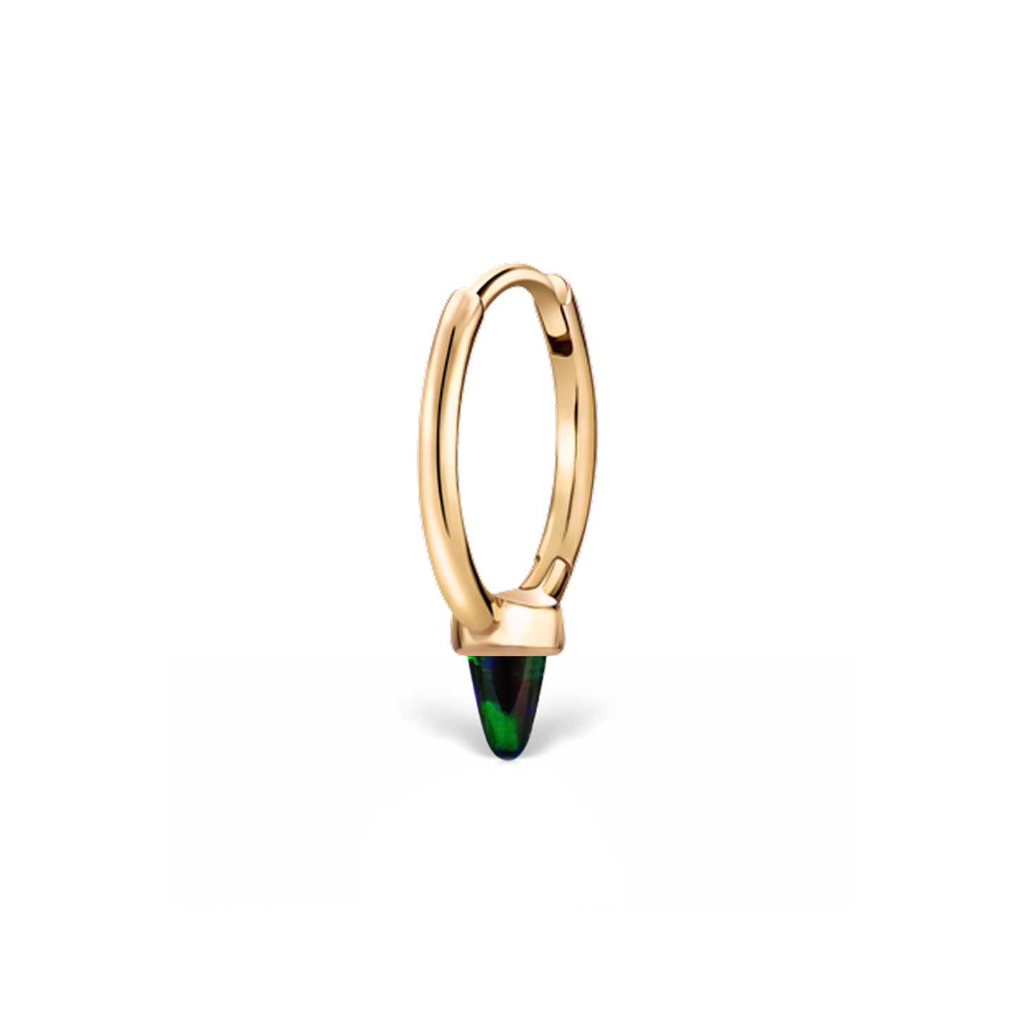 Single Short Black Opal Spike Hoop Earring (Non-Rotating)