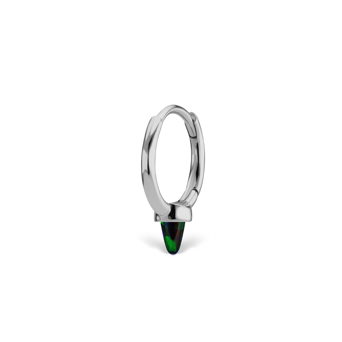 Single Short Black Opal Spike Hoop Earring (Non-Rotating)