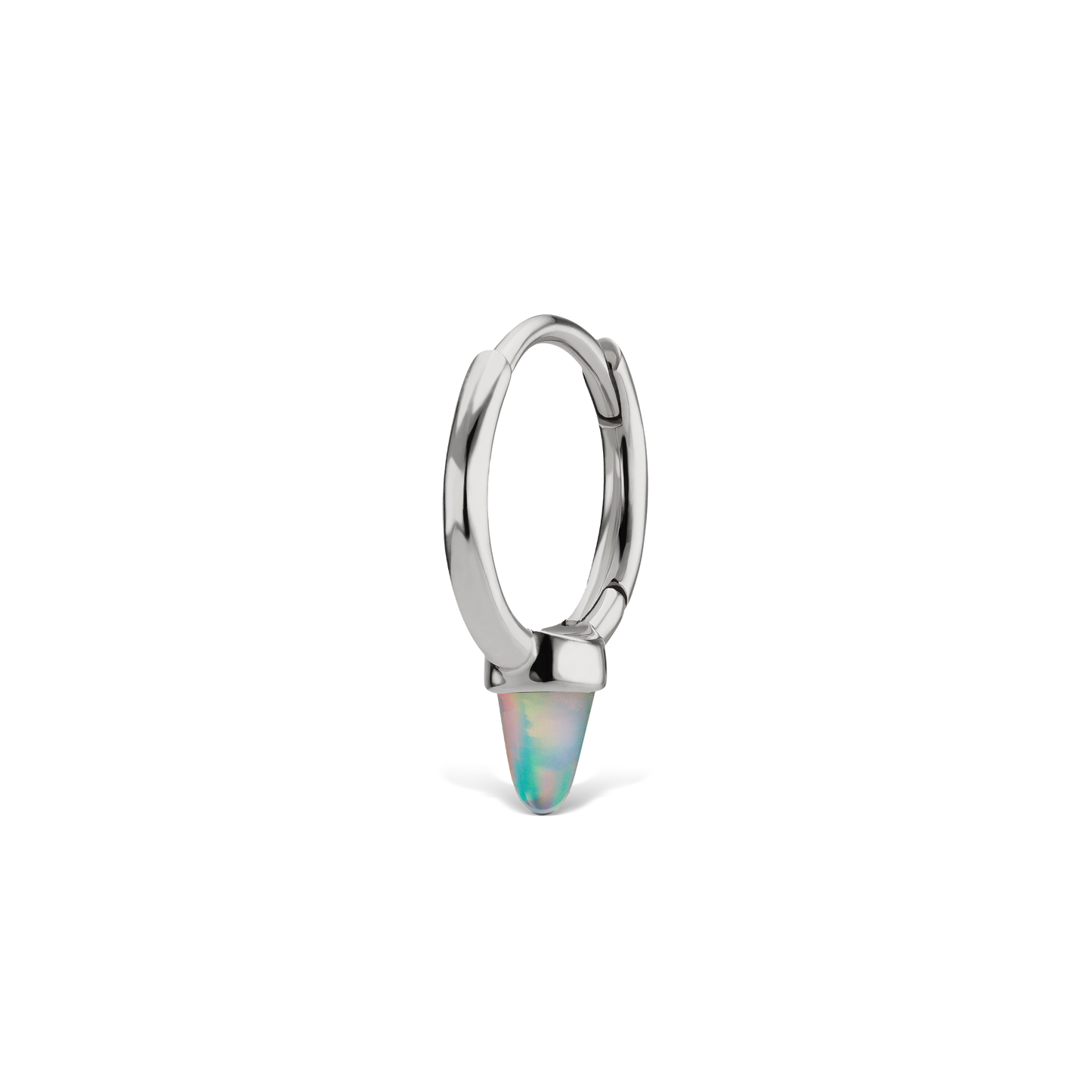 Opal Single Short Spike Hoop Earring (Non-Rotating)