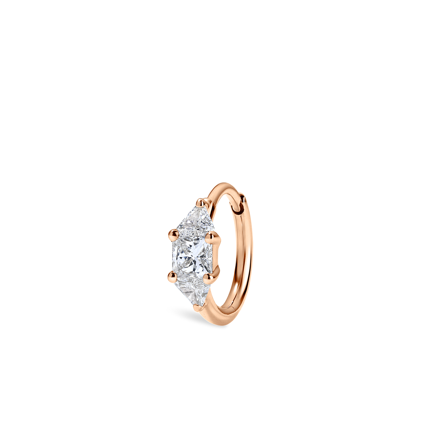 3mm Diamond Princess Triangle Hoop Earring (Non-Rotating)