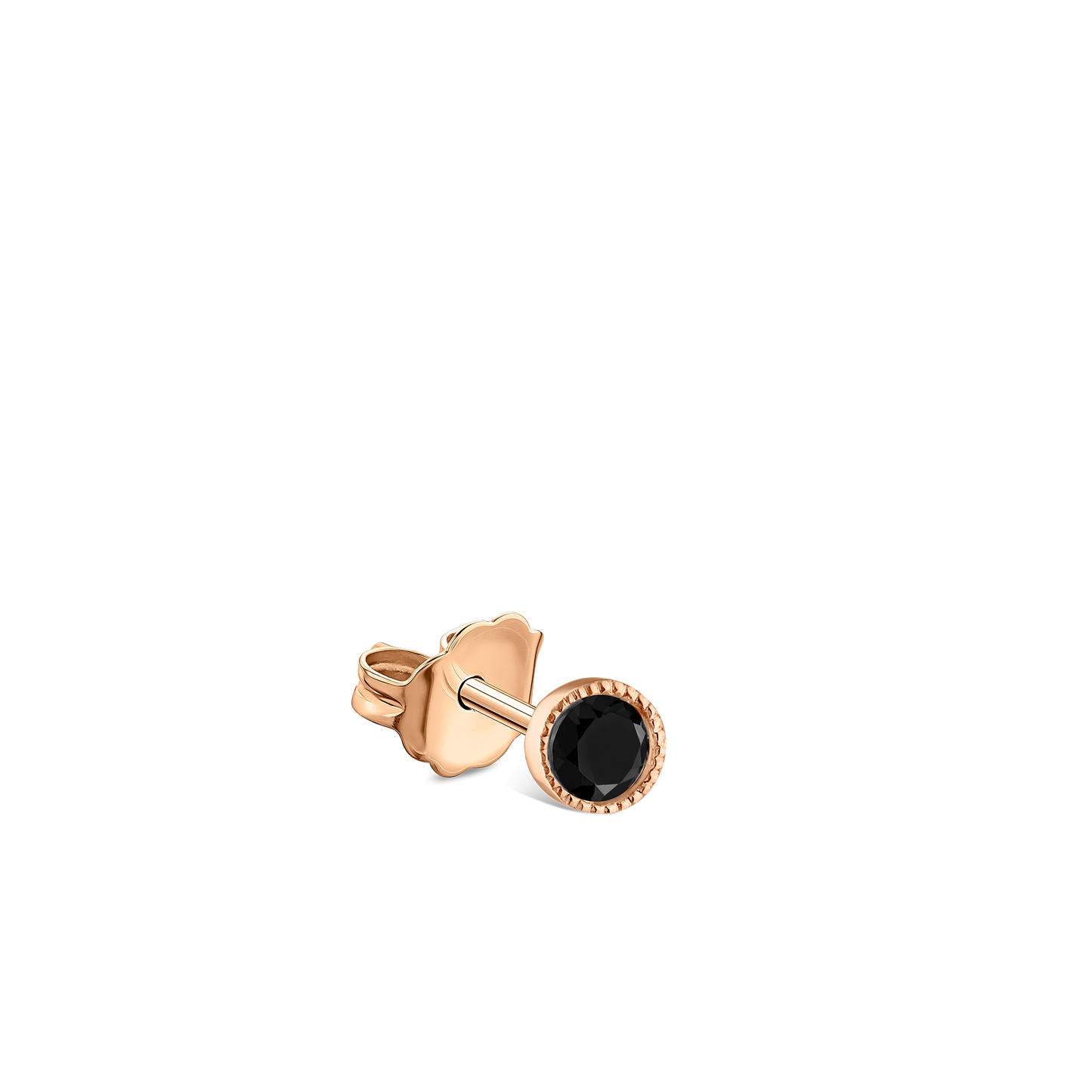 Scalloped Set Black Diamond Stud Earring