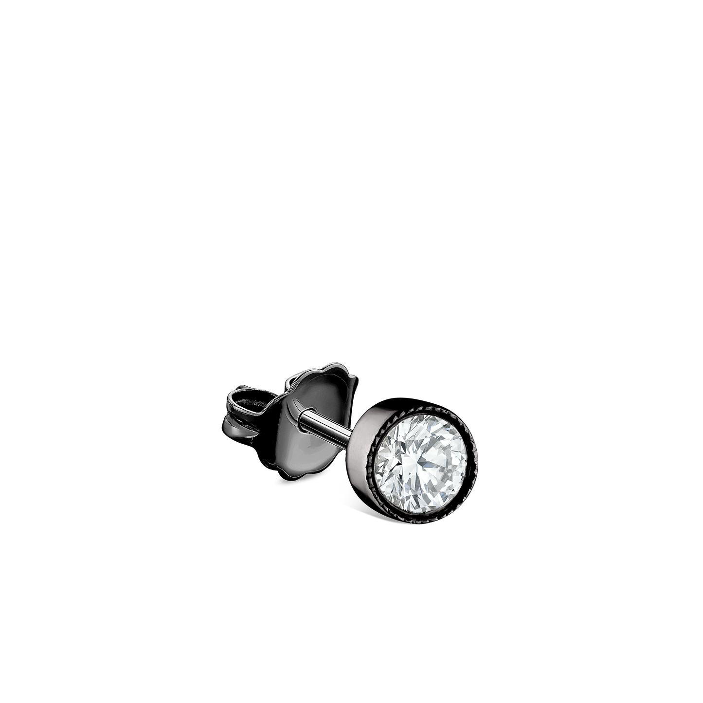 Scalloped Set Diamond Stud Earring