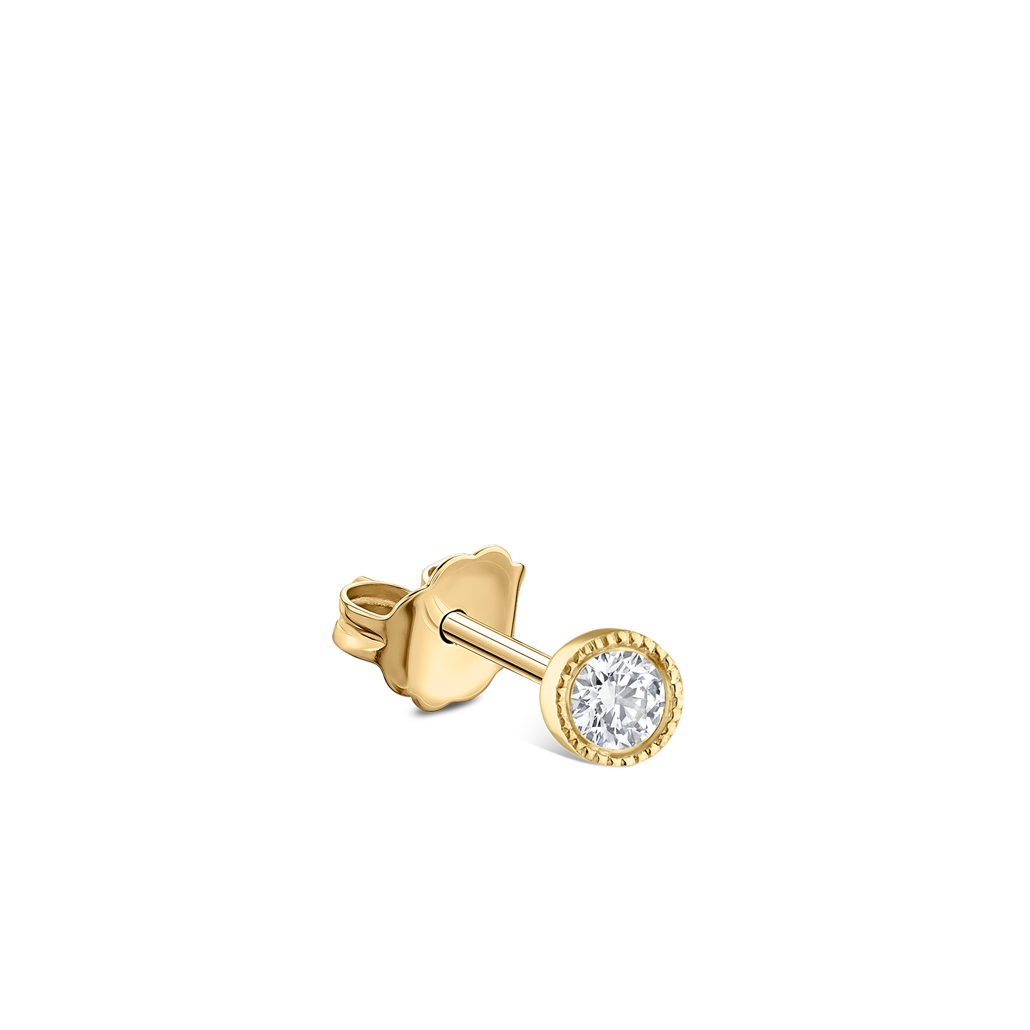 Scalloped Set Diamond Stud Earring