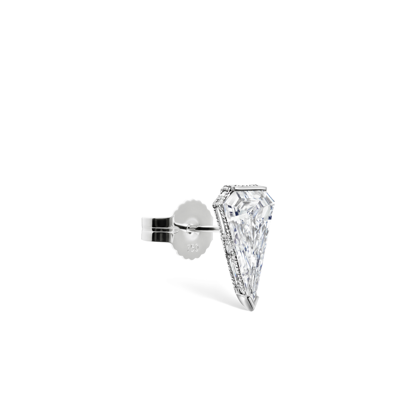 Engraved Silhouette Diamond Stud Earring